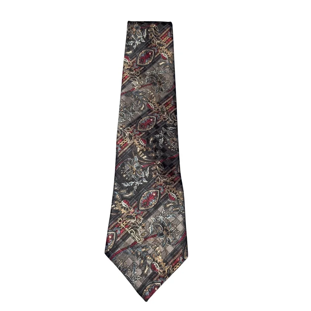 Vintage 80's Oscar de la Renta Studio Mens‎ Silk Blend Paisley Tie Formal Office